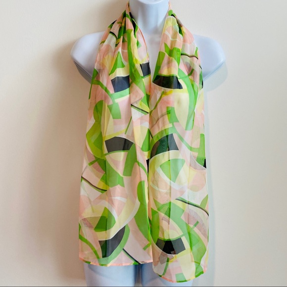 Vintage Sheer Multicolor Abstract Print Versatile Wear Scarf - Picture 10 of 15